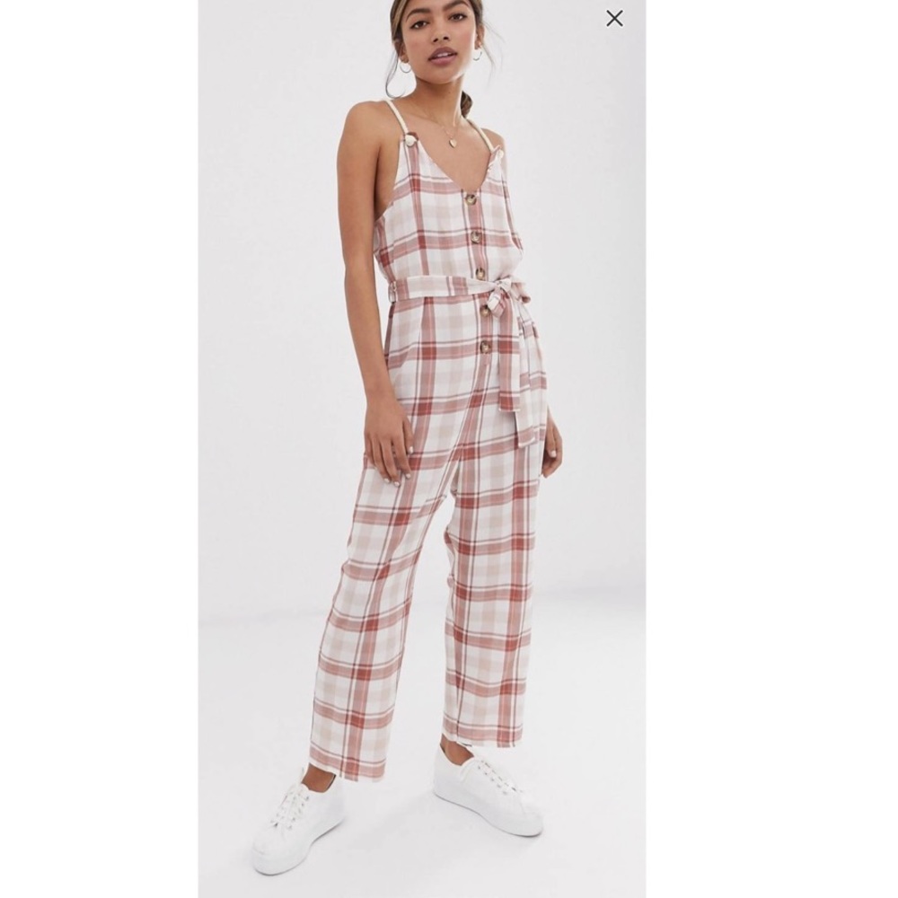Check Jumpsuit with Rope Straps